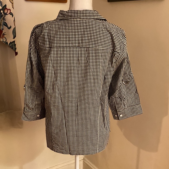 Karen Scott Black and White Checkered Long Sleeve Button Down - Picture 3 of 5